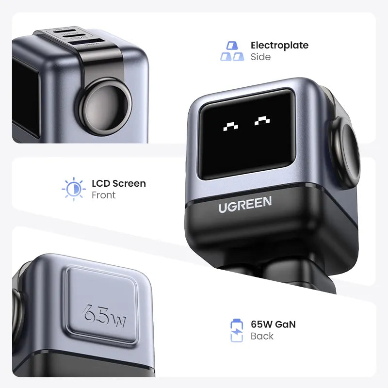 New!UGREEN 65W GaN Charger Robot Design PD Fast Charger PPS PD3.0 for