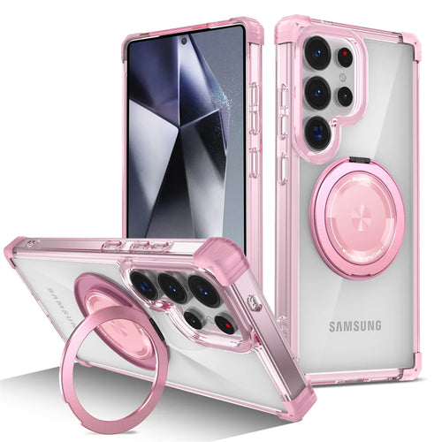 Rotating Magnetic Folding Stand Transparent Phone Case for Samsung S25