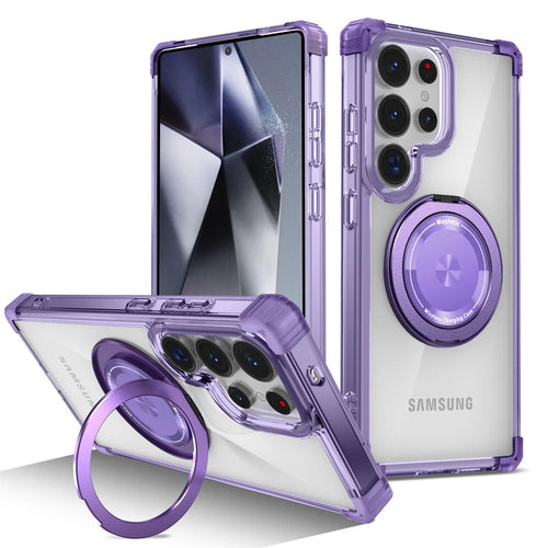 Rotating Magnetic Folding Stand Transparent Phone Case for Samsung S25