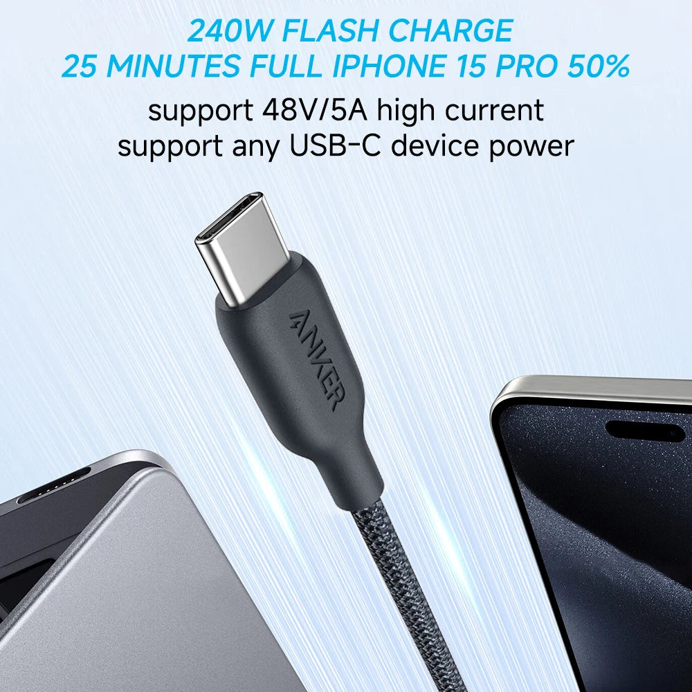 Anker 240W USB-C to USB-C Cable Bio-based Nylon Braided Data Cable