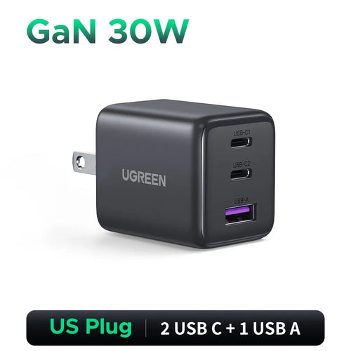 【US Plug】UGREEN 20W 30W GaN Charger Mini PD 3.0 USB C Phone Charger