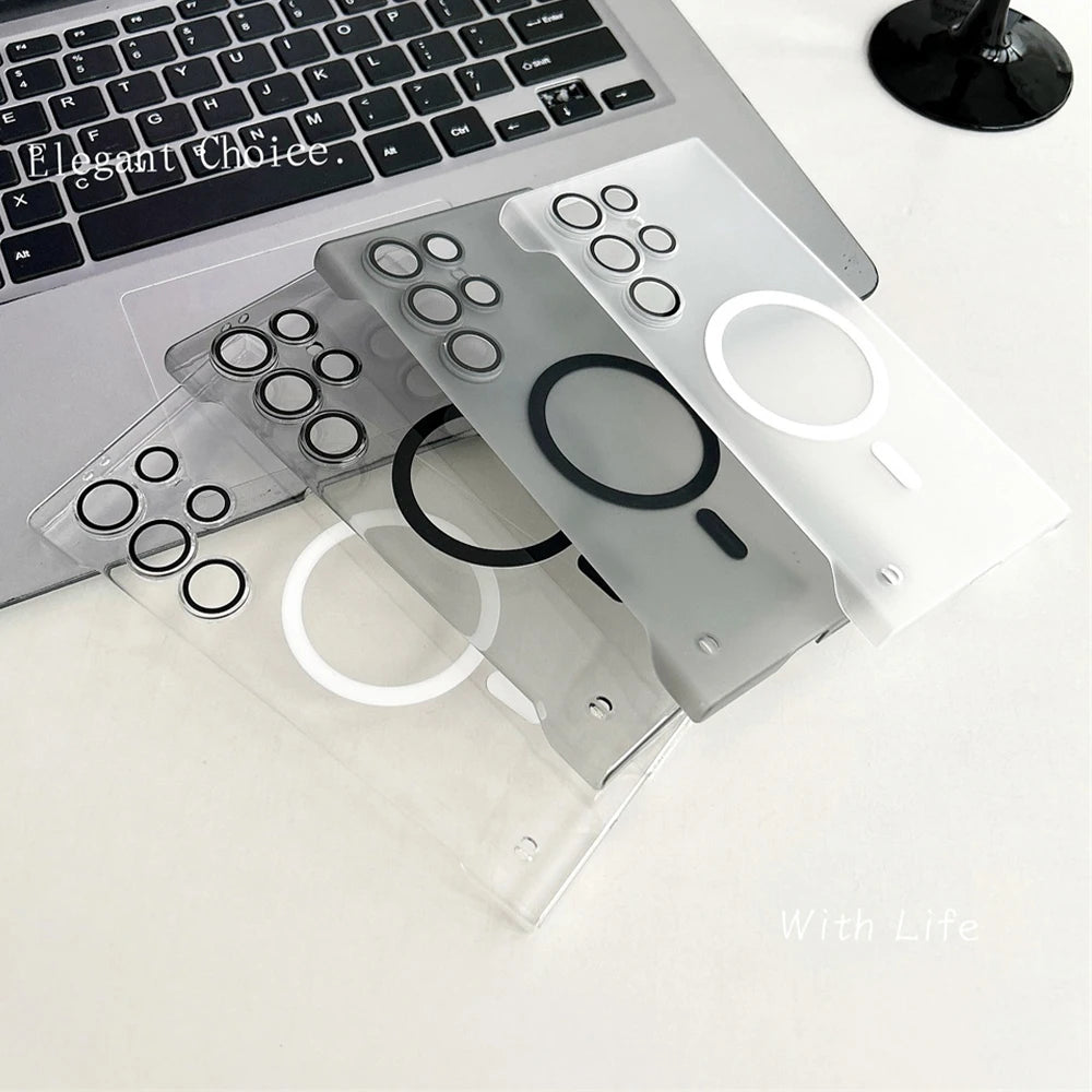Ultra Slim For Magsafe Clear Frameless Phone Case For Samsung S24 Plus