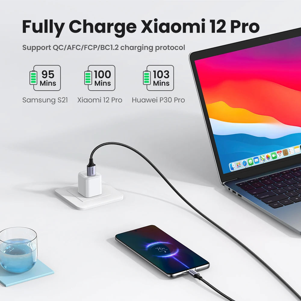 UGREEN 3A USB Type C Cable For Realme Xiaomi Samsung S21 Fast Charging