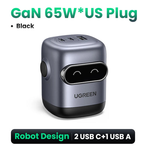 【US Plug】UGREEN 65W 30W GaN Charger Robot Design QC4.0 3.0 PPS for