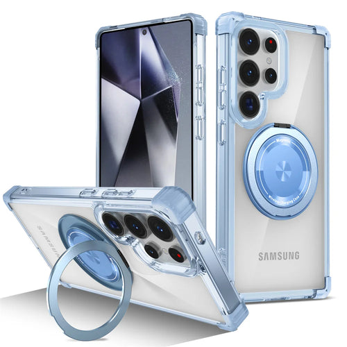 Rotating Magnetic Folding Stand Transparent Phone Case for Samsung S25